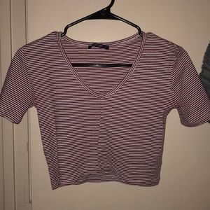 Striped v-neck crop